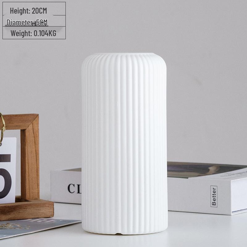 Nordycki Biały Plastikowy Mały Wazon - Minimalistyczny Wystrój do Kompozycji Kwiatowych do Salonu