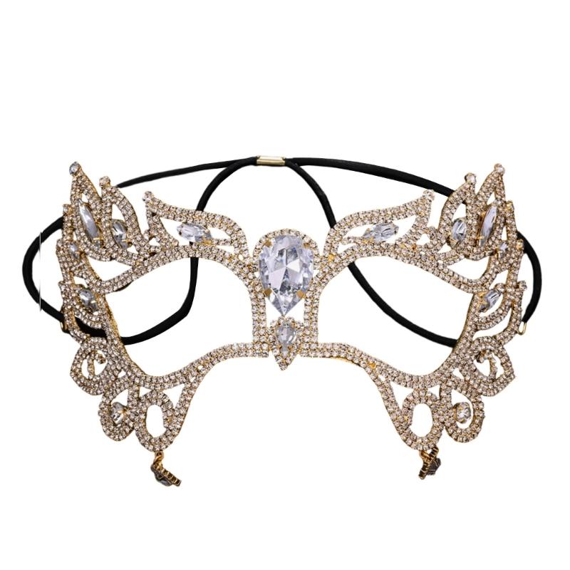 Comfortable Alloy Face Mask with Rhinestones Design Half Face Cover for Role Playing and Parties Secure Structure