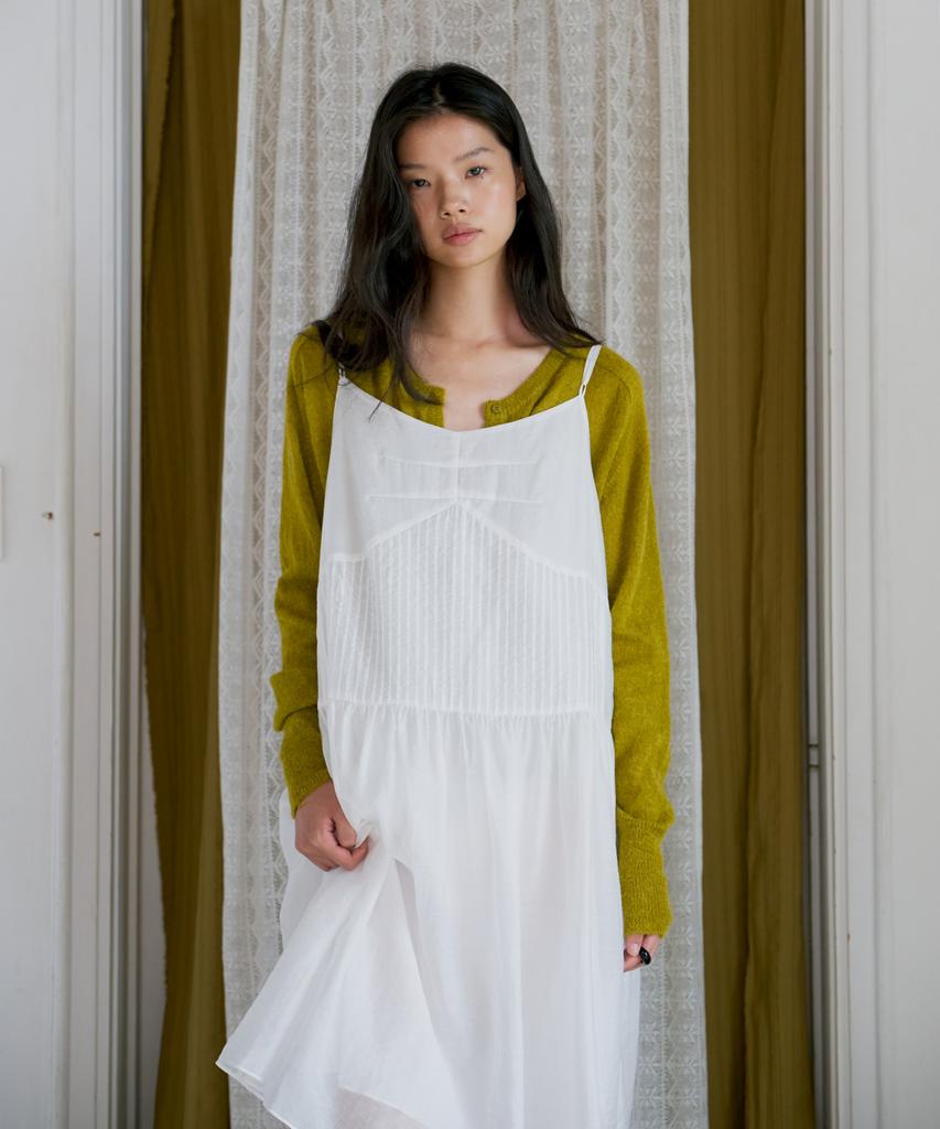 Poeteuseoul Flowy Pintuck Layered Dress_Ivory