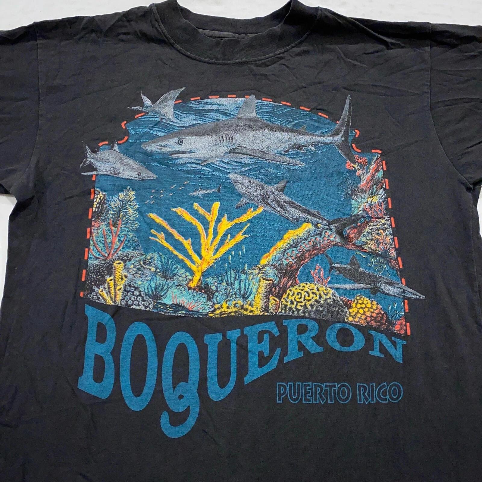 

vintage 90s GREAT WHITE SHARK BOQUERON PUERTO RICO T-Shirt MEDIUM ocean surf XL