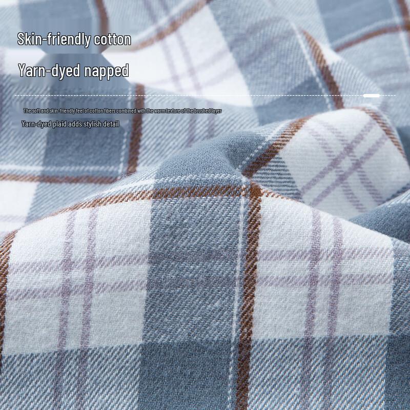 Chemise à carreaux à manches longues en coton brossé 100% pour homme Futing