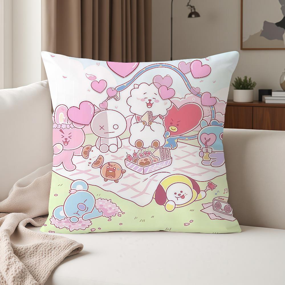 Cute Cartoon Characters BBT Pillow Case Suitable For Bedrooms Living Rooms Cars Home Decoration