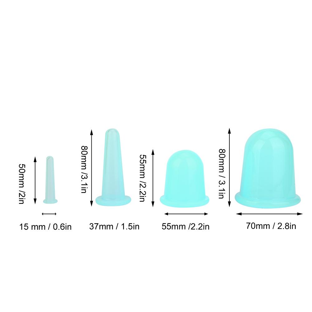 4 stücke Vakuum Gesichts Massager Schröpfen Tasse Gesicht Lifting Straffende Pflege Therapie Behandlung (Grün)