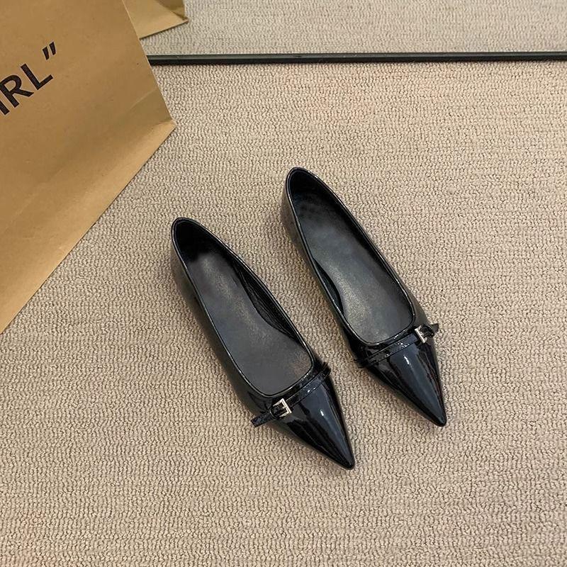 French Pointed Toe Flats For Women With Padded Pu Insole Casual Spring Footwear