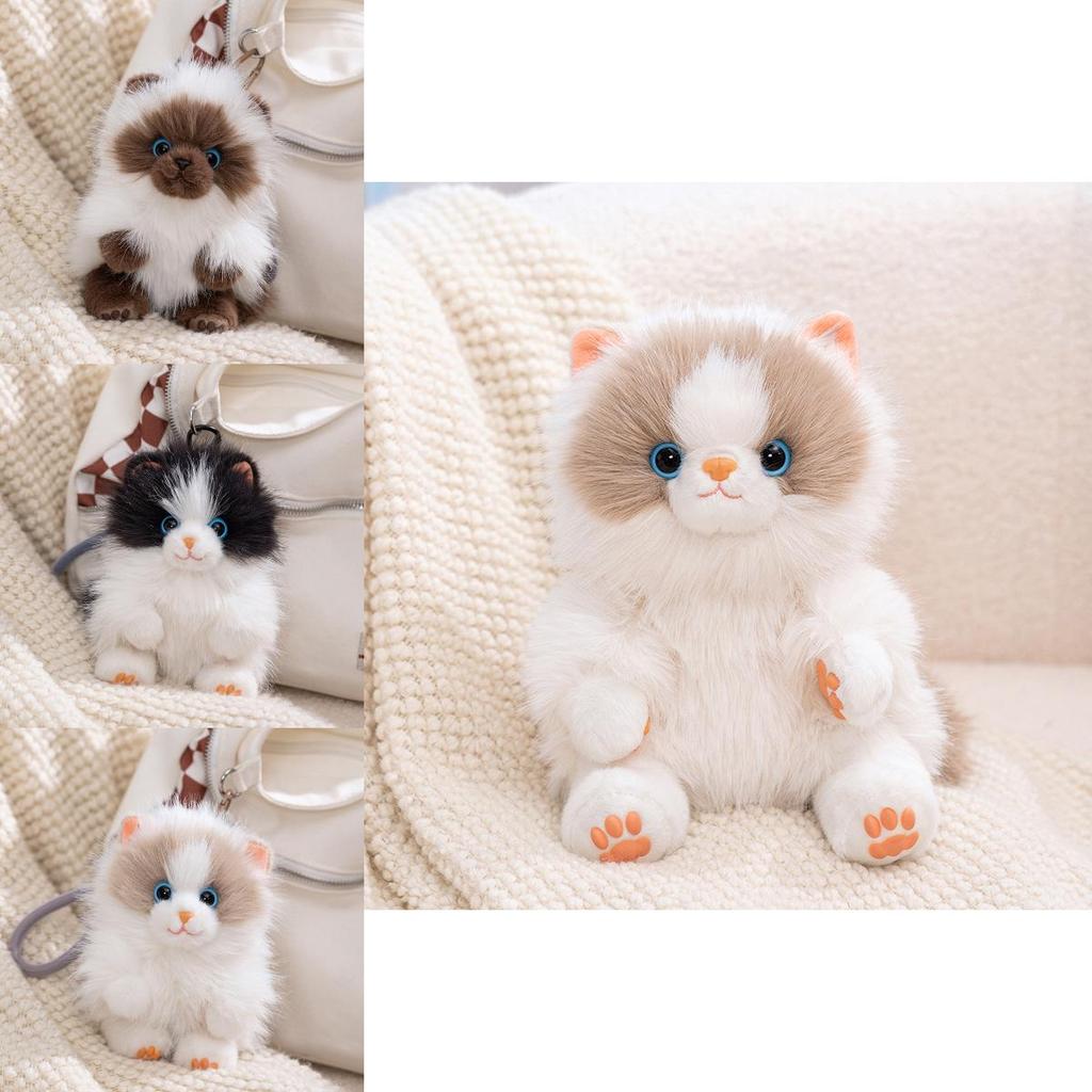 Portachiavi Peluche Gatto a Pelo Lungo con Morbida Pelliccia in Poliestere per Collezionisti di Animali