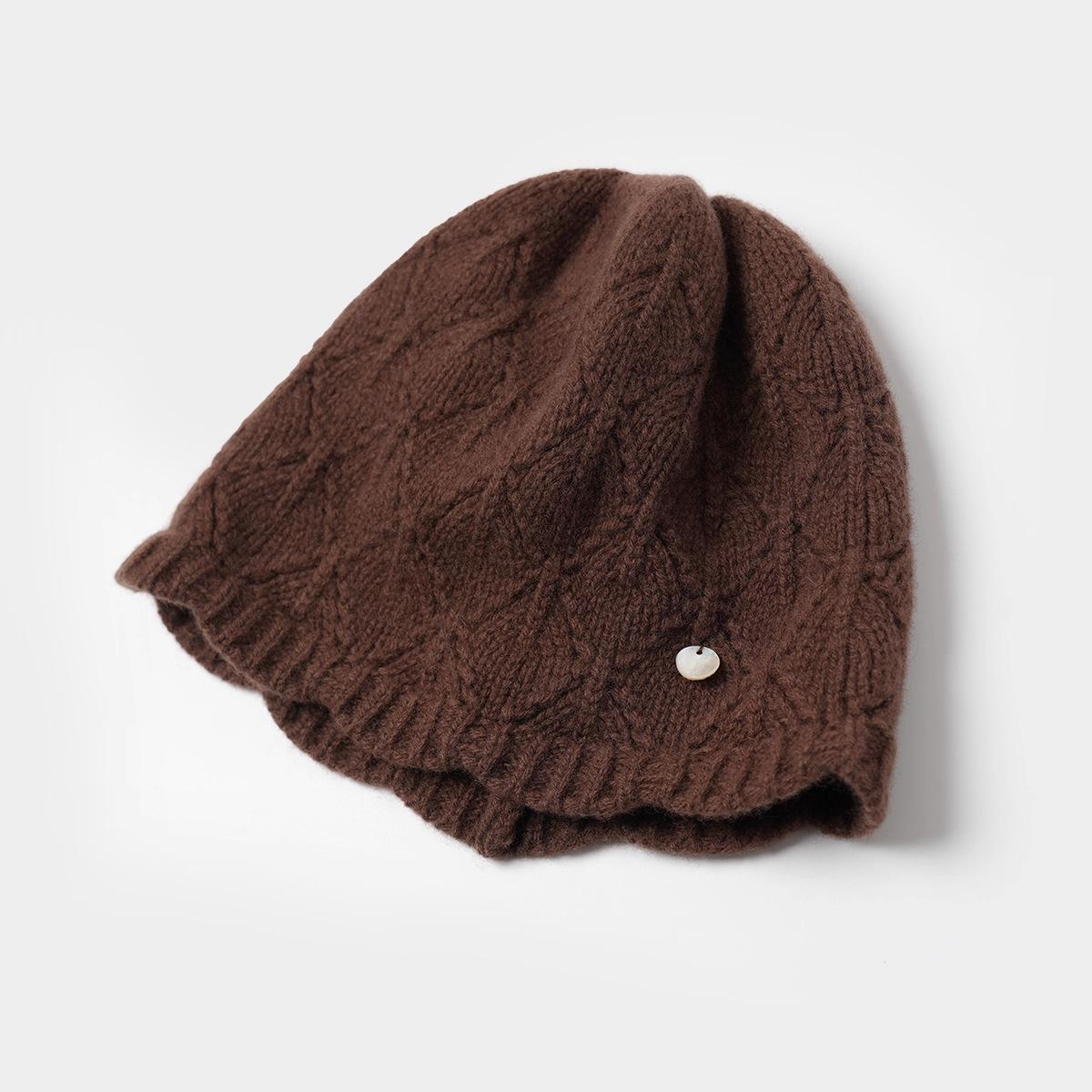 

Ladies Lace Wool Cap Solid Color Lace Gentle Style Hat Versatile Warm and Ear Protecting Autumn and Winter Style One Size