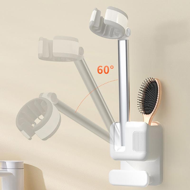 Hair Dryer Holder Non-Drilling Wall-Mounted Hair Dryer Stand For Bathroom Wall Mounted Lazy Storage Stand Rack Shelf