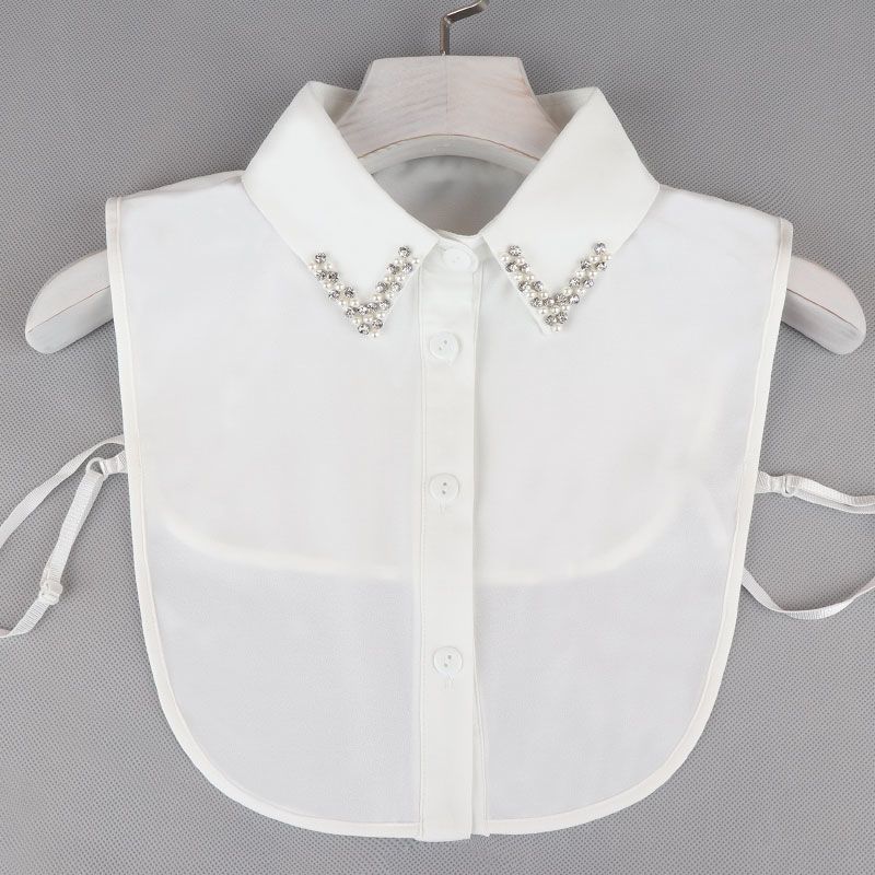 Μόδα Χρώμα Καραμέλας Λευκό Ψεύτικος Γιακάς Πουκάμισο Γυναικείο Ψεύτικος Γιακάς Μισό Πουκάμισο Μπλούζα Ψεύτικος Γιακάς Γυναικείο Πουλόβερ Πουκάμισο Αποσπώμενοι Γιακάδες