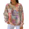 Women's Fashion Casual Gradient Vintage Print Pullover Sports Long-Sleeve Top