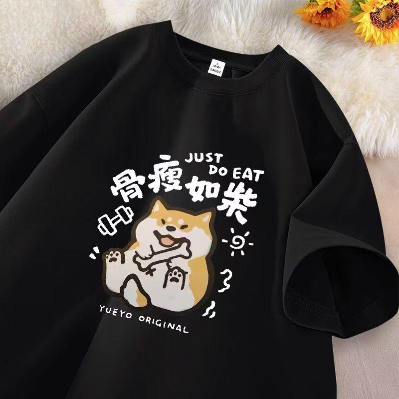 Cotton Round Neck Short Sleeve T-shirt Women's Spring and Fall Printing Loose T-shirt