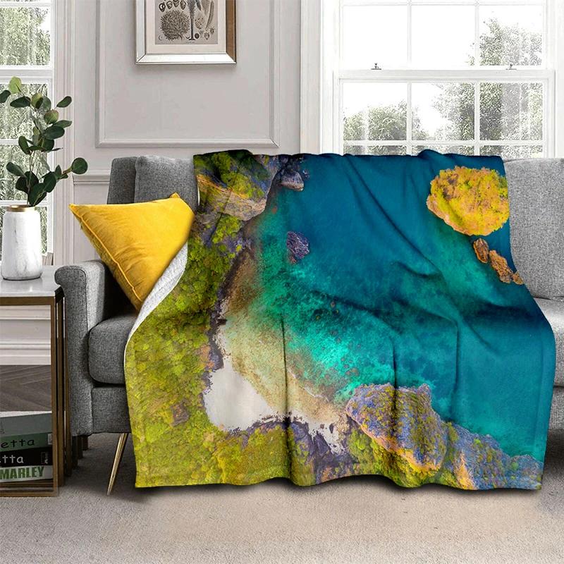 29 Style New Sea Water Beach Reef Nature Scenery 3D Blanket,Soft Throw Blanket for Home Bedroom Bed Sofa Travel Picnic Cover Kid