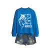 Womens Oversized Long Sleeve Hoodie Top With Horse Lover Graphic Print Cotton Blend Casual Sweatshirt Winter