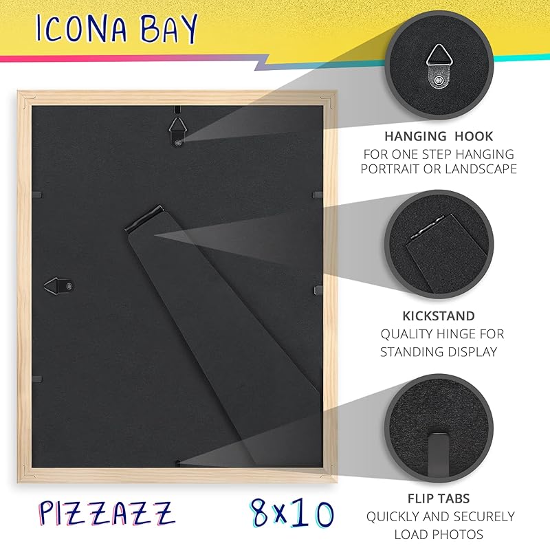 Icona Bay 8x10 Picture Frames (Pink, 3 Pack), Colored Solid Wood Scandinavian Style Frames for Photo, Pizzazz Collection 8x10 розовый