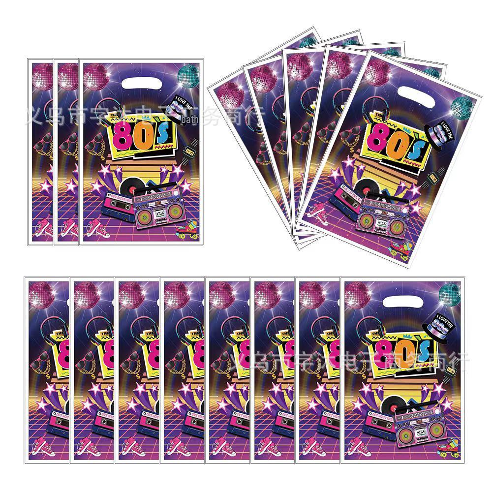 80s Themed Birthday Party Decorations: Cartoon Balloons, Cake Toppers, and Banners.