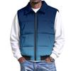 Men's Casual Loose Fit Padded Vest Zip Front Lapel Collar with Pockets Gradient Print Sleeveless Jacket