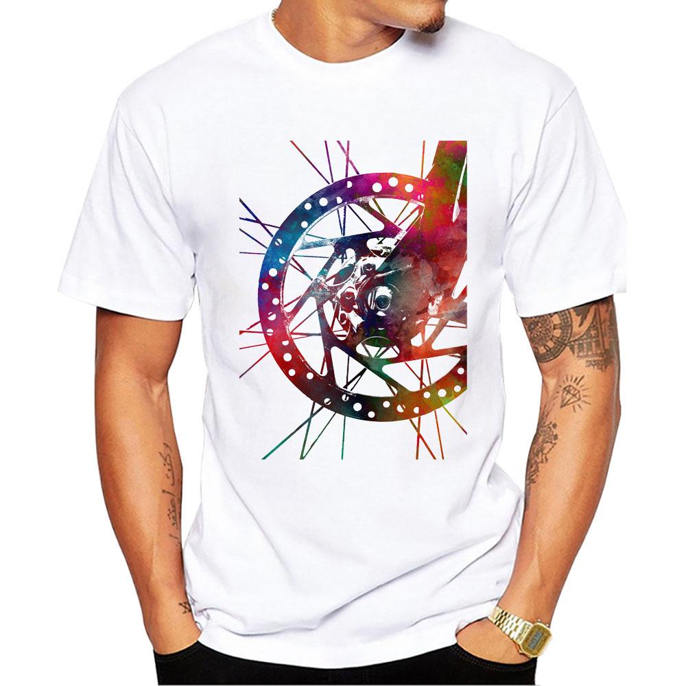 TEEHUB Vintage Bikepacking Men's Tops Bicycle Rig Watercolors Print T-Shirt O-Neck Men T Shirts Short Sleeve Male Casual Tee