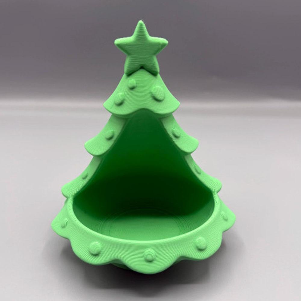 3D Printed Christmas Tree Storage Tray Star Top Accent Plastic Tree Shape Tealight Holder Hollow Out Decorative
