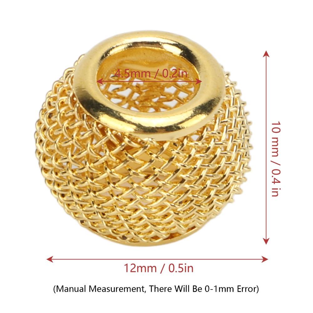 10pcs Gold Hollow Beads Round Shape Gold Plated Beads Spacer Beads  Earrings Making