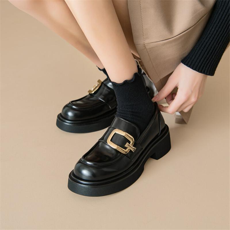 Fashion NEW Spring Autumn Women Shoes Fashion Loafers Round Toe Chunky Platform Shoes for Women High Heels Women Pumps Zapatos Mujer
