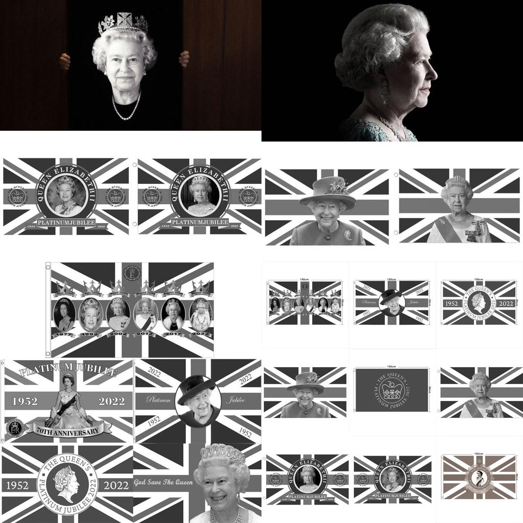 Elizabeth II Königin Trauerflagge Polyesterstoff Für Tribut- und Gedenkausstellung