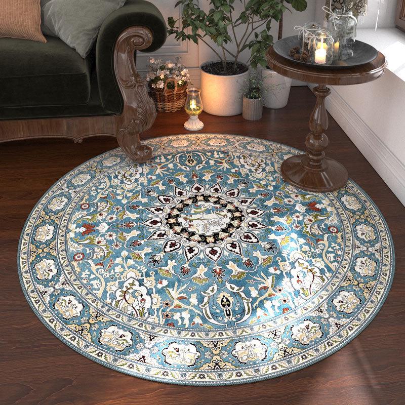 

Килим перський ретро круглий стійкий до плям: Легкий у догляді, нековзкий кришталевий велюр для вітальні. 80*80cm (Crystal Velvet)