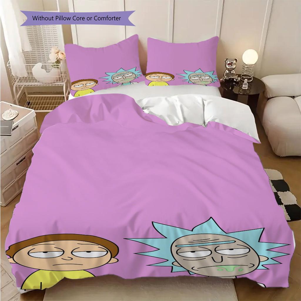 Super soft Ricky and Morty 3-piece bedding set - 1 duvet cover, 2 pillowcases, skin-friendly and comfortable(Without Core)