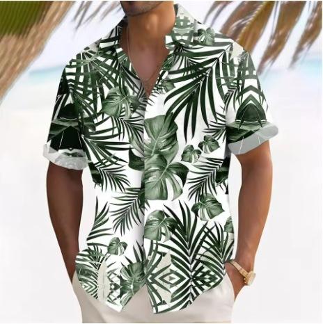 Men'S Hawaiian Short Sleeve Shirt Printed Fashion Casual Beach Shirt