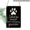 2D Flat 1pc German & English Pet Memorial Aluminium Plaque - Vintage Black & White Paw Print Sign with "Even Forever Wouldn't Have Been Enough