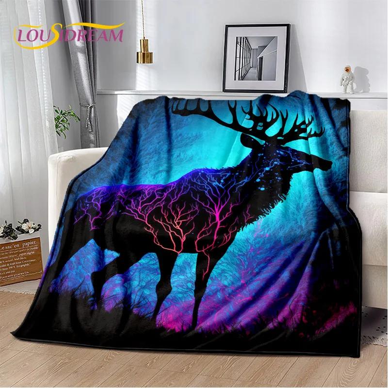 3D Dream Forest Christmas Elk Sika Deer Soft Plush Blanket,Flannel Blanket Throw Blanket for Living Room Bedroom Bed Sofa Cover