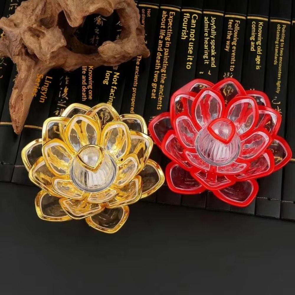 Lotus Outline Design Lotus Candle Lamp Soft LED Light Source Flameless Decor Light Altar Worship