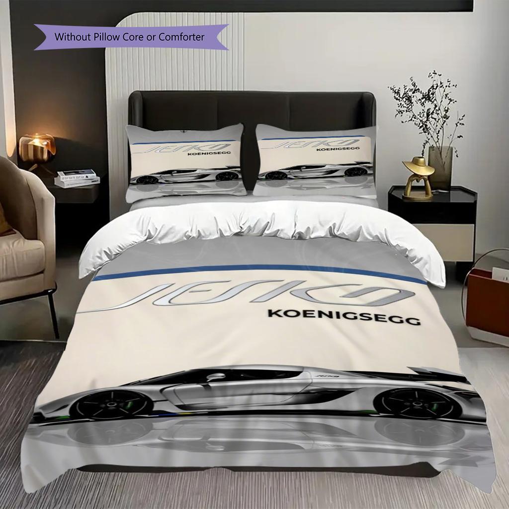 Jesko Koenigsegg Sleek Supercar Bedding (1 * Duvet Cover + 2 * Pillowcase, Without Core) 2D Flat Christmas Birthday Gift Bedding Set