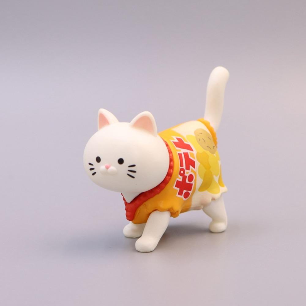 PVC Cat Model Doll Toys Walking Animal Mini Cat Ornaments Snack Cat Figure Toys  Desktop Decor