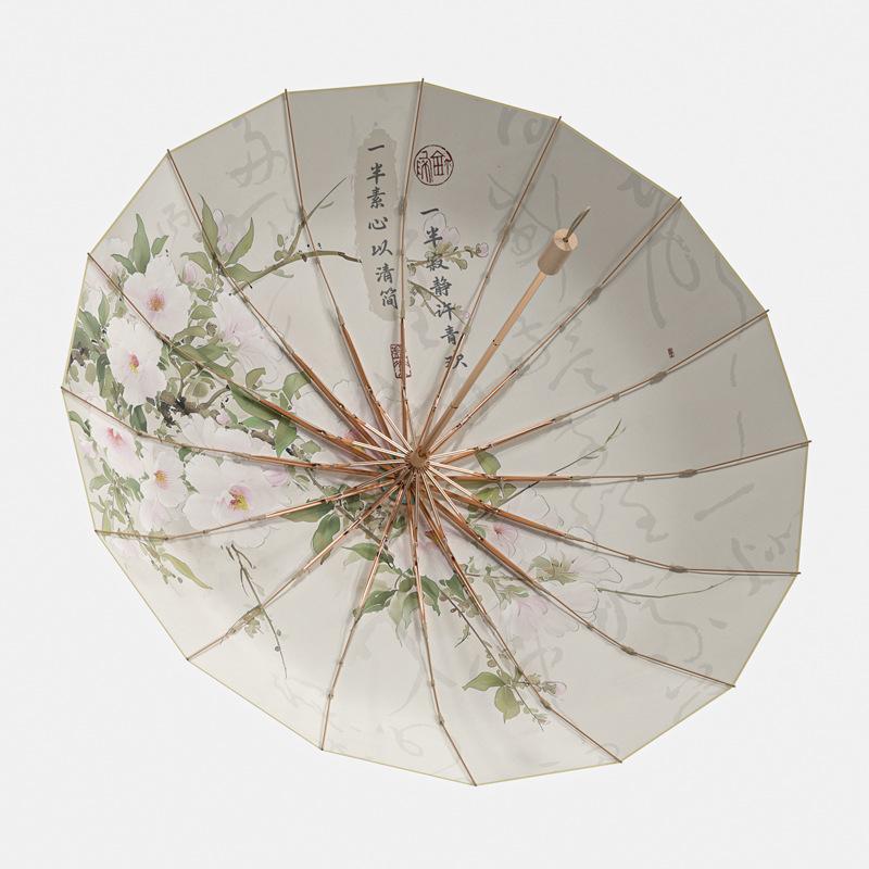 16 Bone Color Glue Parasol Gold Aluminum Alloy Skeleton Retro UV Protection Folding Umbrella Umbrella