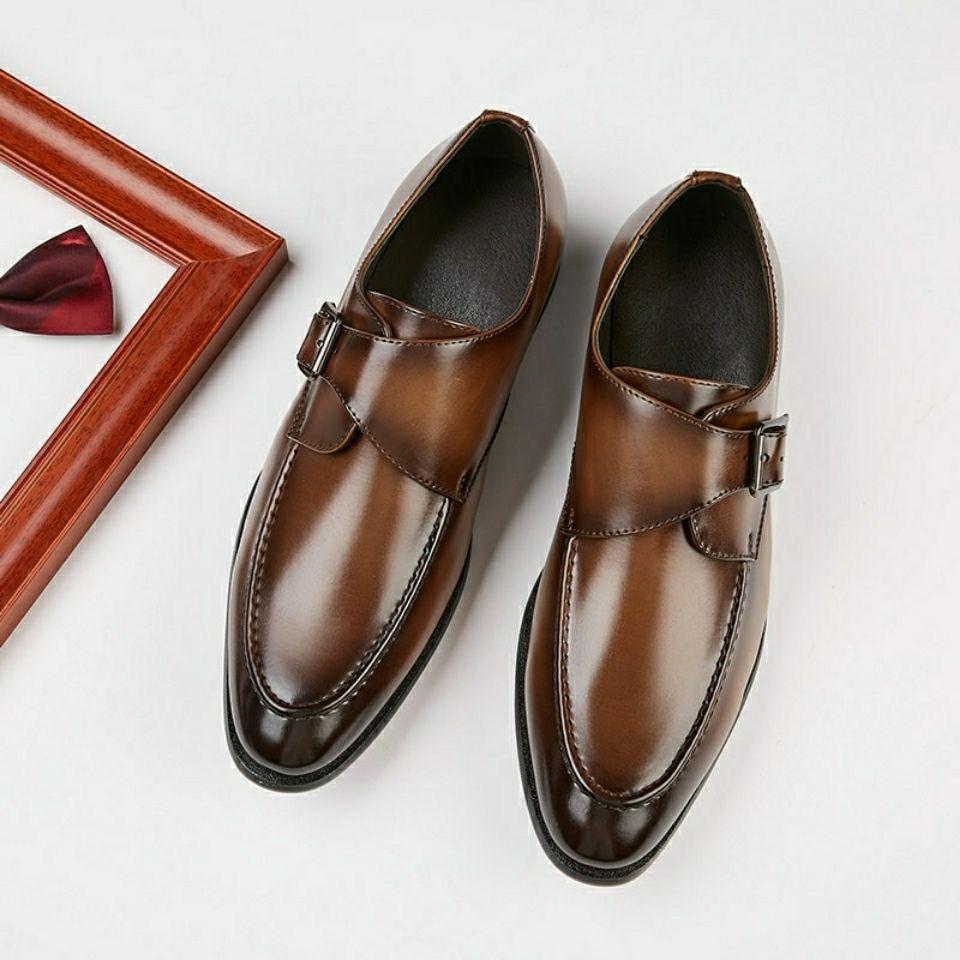 2024 New British Buckle Slip-On Business Formal Leather Shoes Men's Gentleman Dress Loafers Breathable Tide Shoes Size 39-45