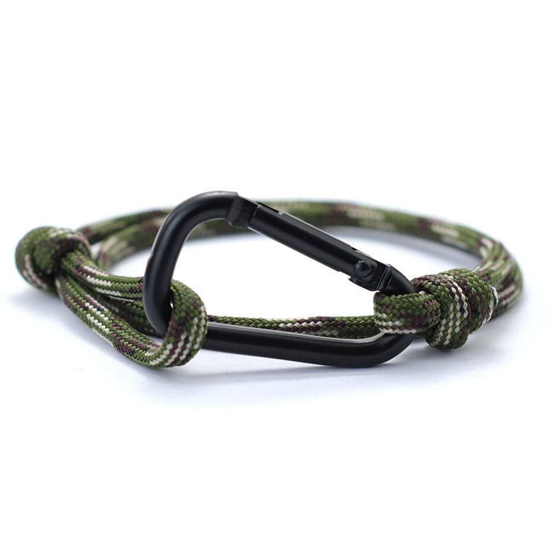 

Outdoor Adventure Mountaineering Bracelet For Men Handmade Adjustable Paracord Braclet Black Carabiner Male Punk Jewelry Pulsera