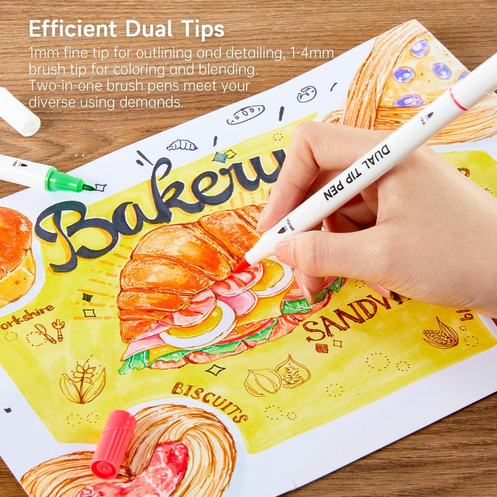 Shuttle Art Brush Pen Watercolor Brush Pen Set with 1 Coloring Book Twin Brush Perfect for Picture and Art Comes with a 70-Color Included.