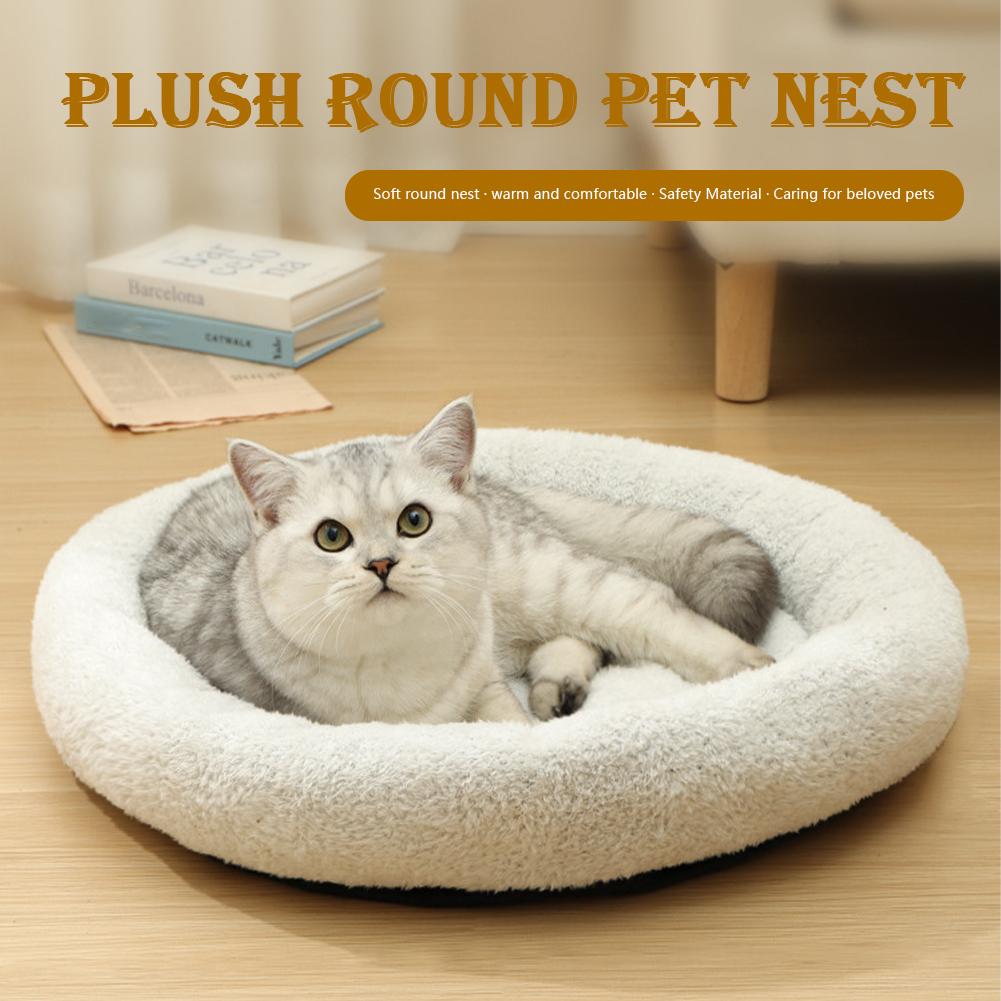 Arctic Flannel Round Cat Bed Warm Cat Bed Dog Bed Round Bed Wear-resistant Soft and Comfortable Mat Winter Supplies Pet Supplies