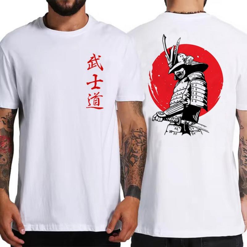 Japan Samurai Spirit Męska koszulka w stylu japońskim z tyłu z nadrukiem 3D Luźne, obszerne koszulki T-shirt Męski prezent Tee Unisex
