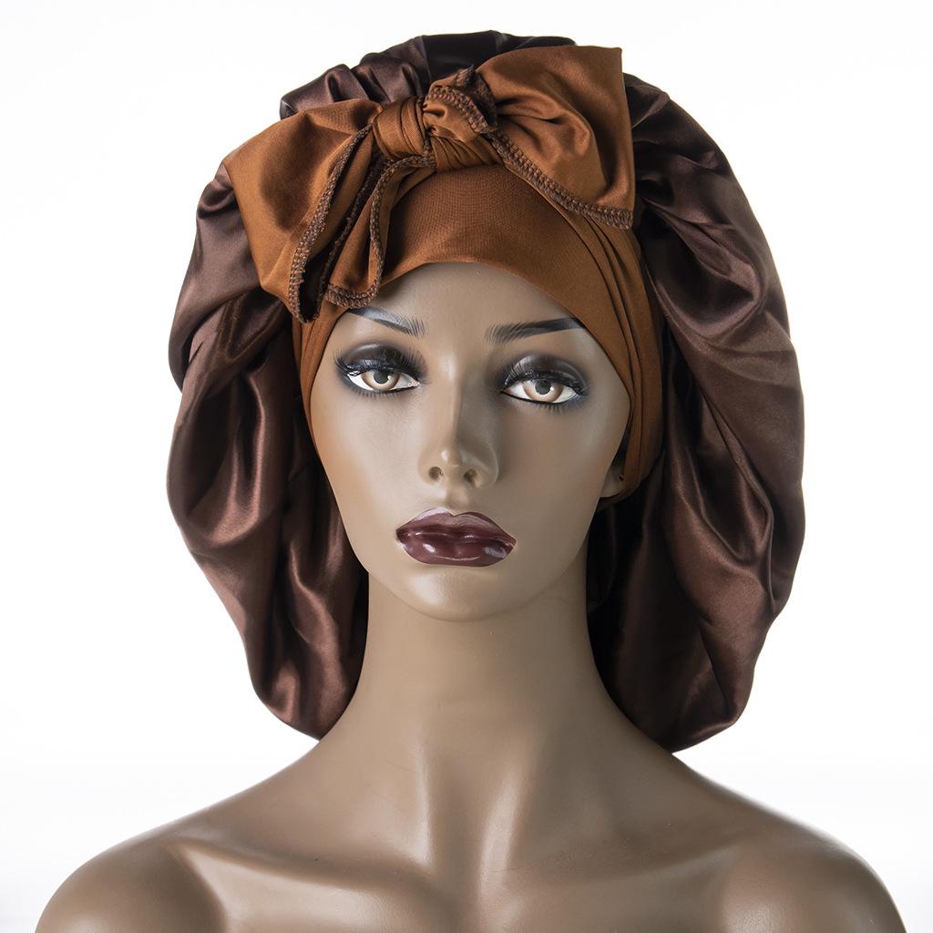 European Satin Nightcap: Wide Brim with Long Ribbon Tail