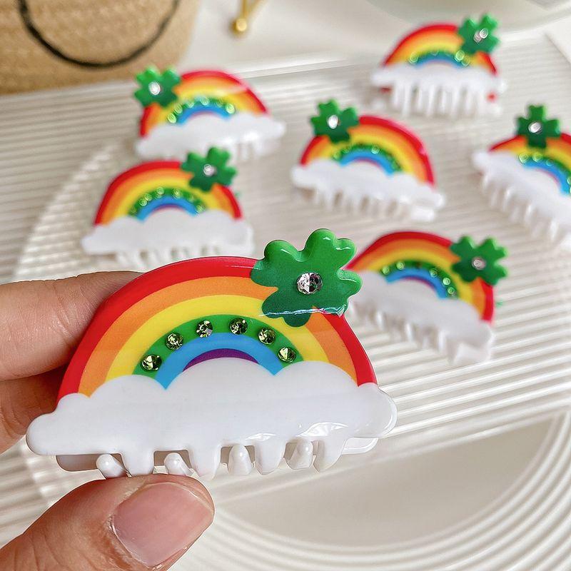 1pc Rainbow Small Grab Clip, Sweet Temperament Hair Clip, Half Tied Hair, Ponytail Clip, Small Shark Clip Hair Accessory