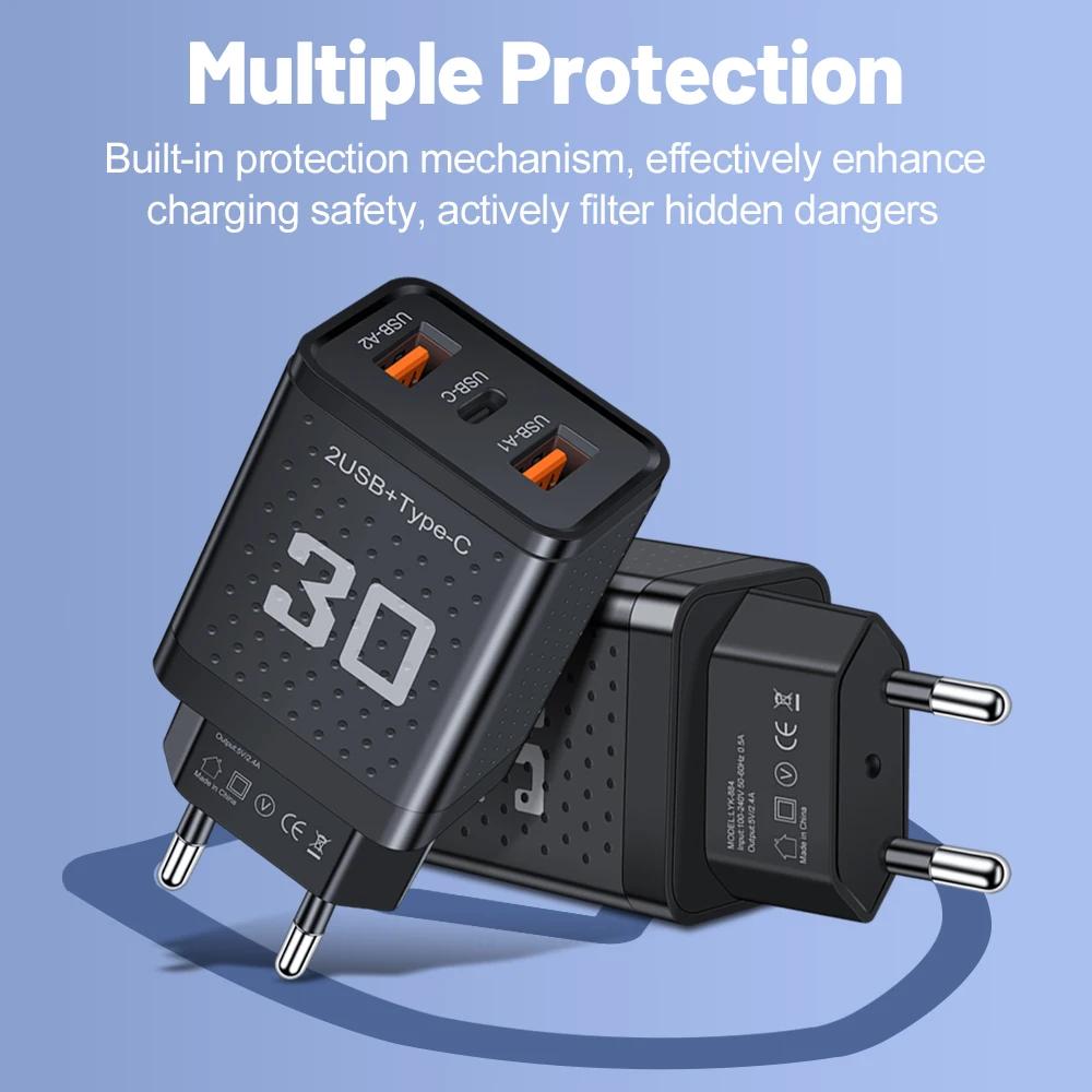 Încărcător USB C 30W PD Încărcare Rapidă Rapidă Telefon Mobil Tip C PD Adaptor de Perete Priză EU/US/UK pentru IPhone 16 Xiaomi 15 Samsung S24