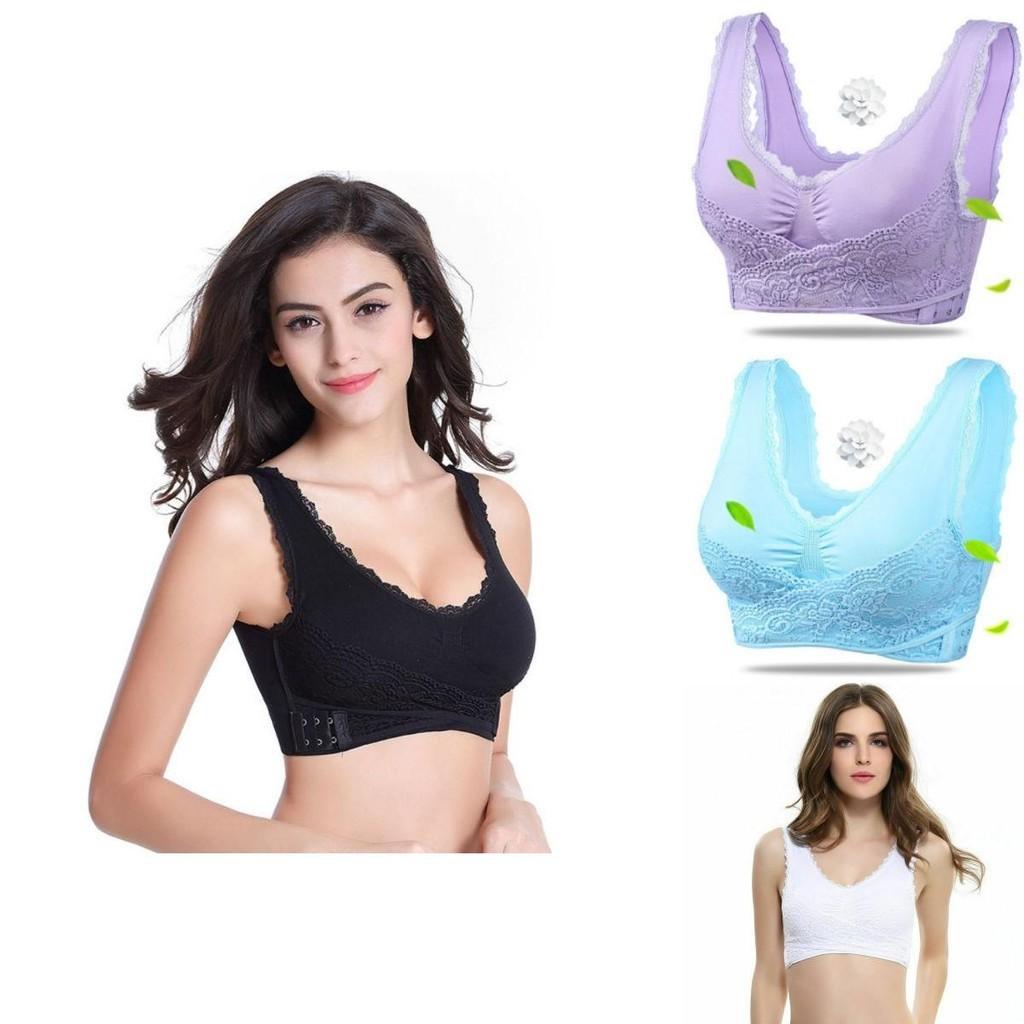 Damen Sexy Front-Kreuz Verstellbare Seiten-Schnalle Spitze Weste Kabelloser Sport-BH Für Ultimativem Komfort Und Stil