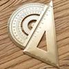 Vintage Brass Protractor and Triangle Ruler Durable Metal Measuring Tools with Clear Etched Markings, Ideal for Students School Supplies