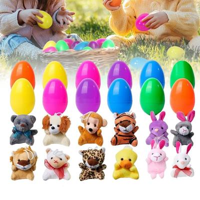 12/24Pcs Mini Prefilled Easter Eggs with Plush Animal Toys Easter Surprise Eggs Filled Easter Eggs