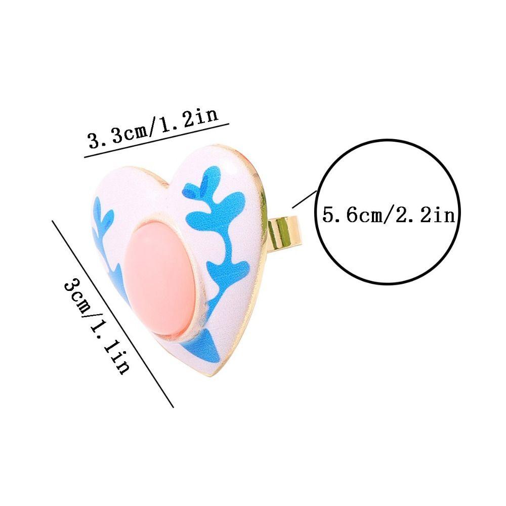Exquisite Craftsmanship Drip Oil Rings Colorful Design Heart Shaped Rings Banquet Occasion