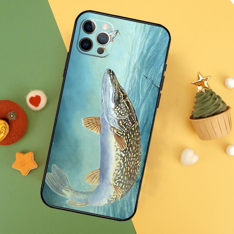 Pike Fish Fishing Lure Phone Case For iPhone 17 17Air 16 15 14 13 11 12 Pro Max 12 13 Mini 16E Shockproof Cover