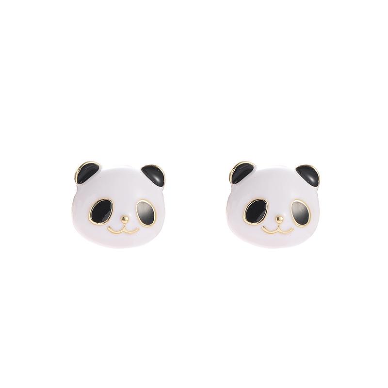 Korean Style 3D Panda Clip-On Earrings with Soft Pads - Cute, No Piercing, Simple and Fresh Design for Women