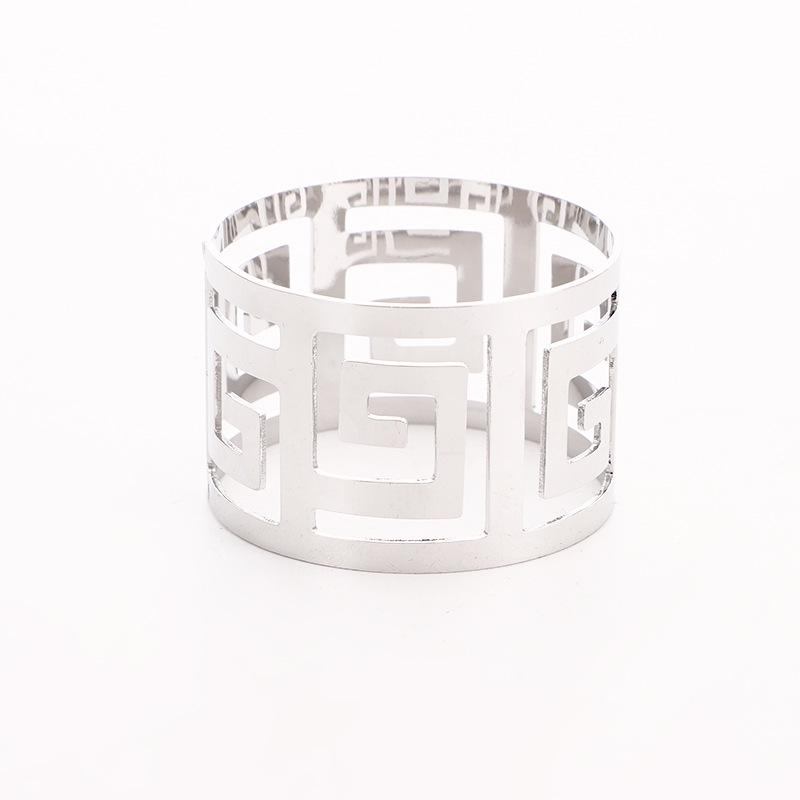 Anello portatovaglioli in metallo in stile western creativo con design del carattere Hui non in acciaio inossidabile – Ispessito e anti-perdita.