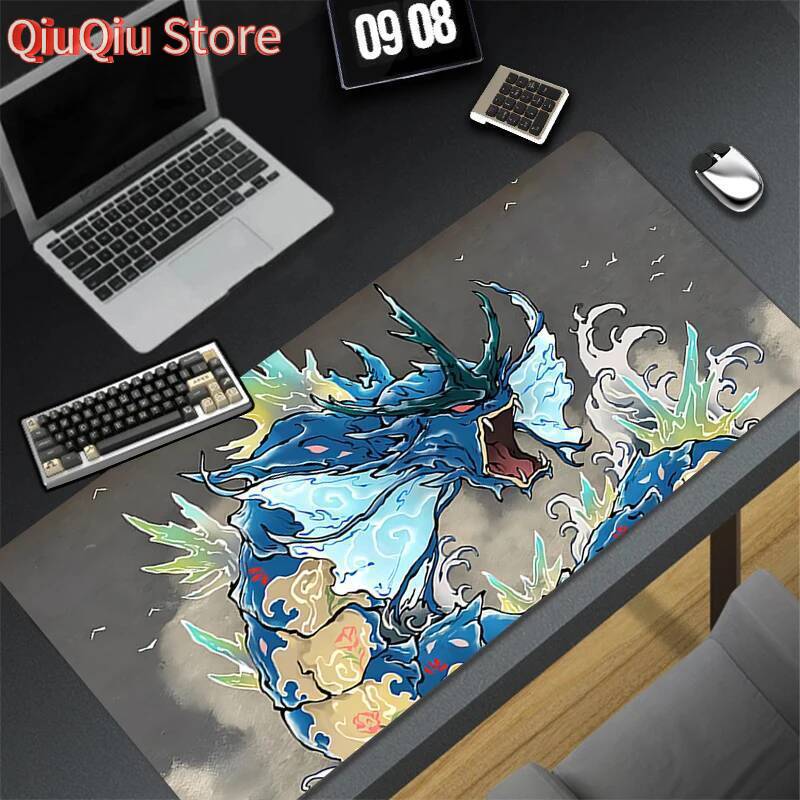 XXL Red Dragon Mouse Pad PC Non Slip Gaming Keyboard Rug Cool Anime Kawaii Mousepad Laptop Ppokemon Gyarados Extended Desk Mat