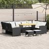 VidaXL Garden Lounge Set 4 Pcs with Cushions Black Wicker, Outdoor Sofa Set, Garden Furniture, Set 3365338
